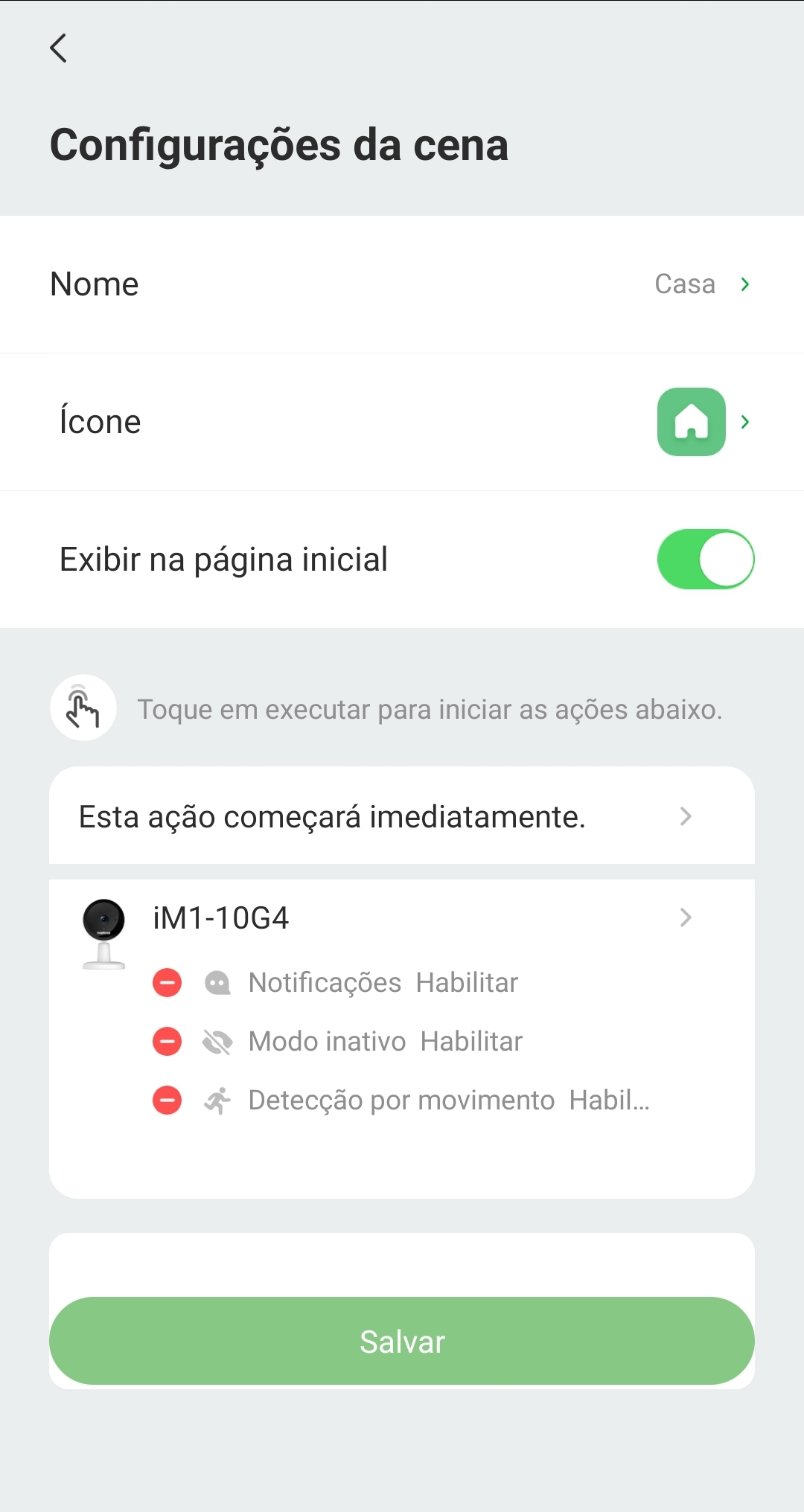Configurações de Cena